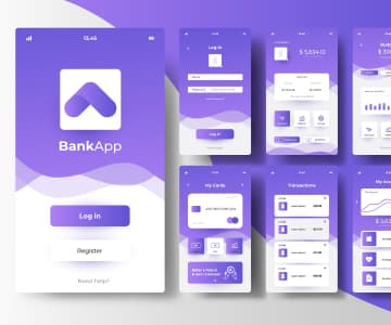 Examples of mobile banking application pages